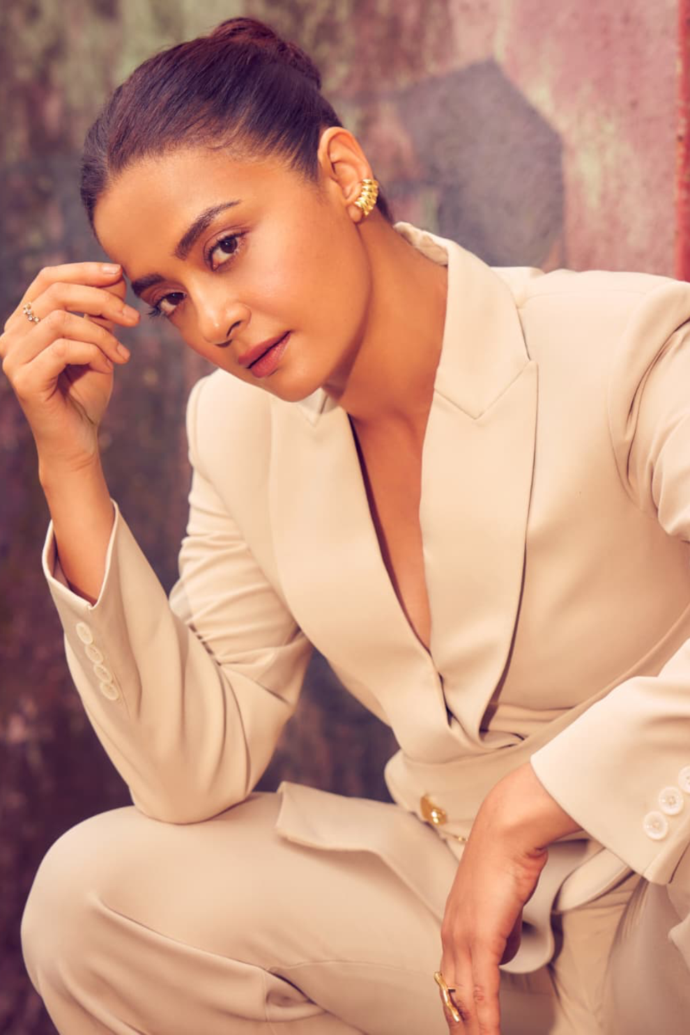 Ivory Sculpted Blazer Set