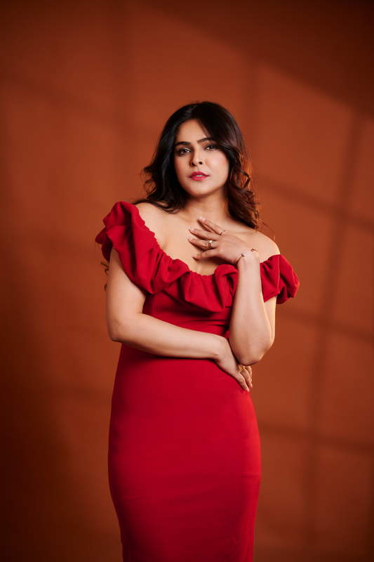 Red Ruffle Midi Dress