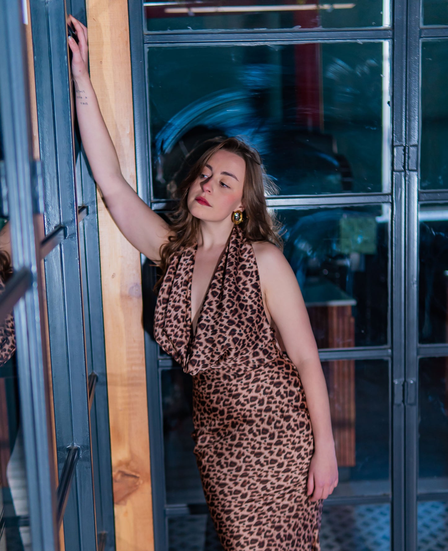 Luxe Leopard/wild glam front cowl maxi dress