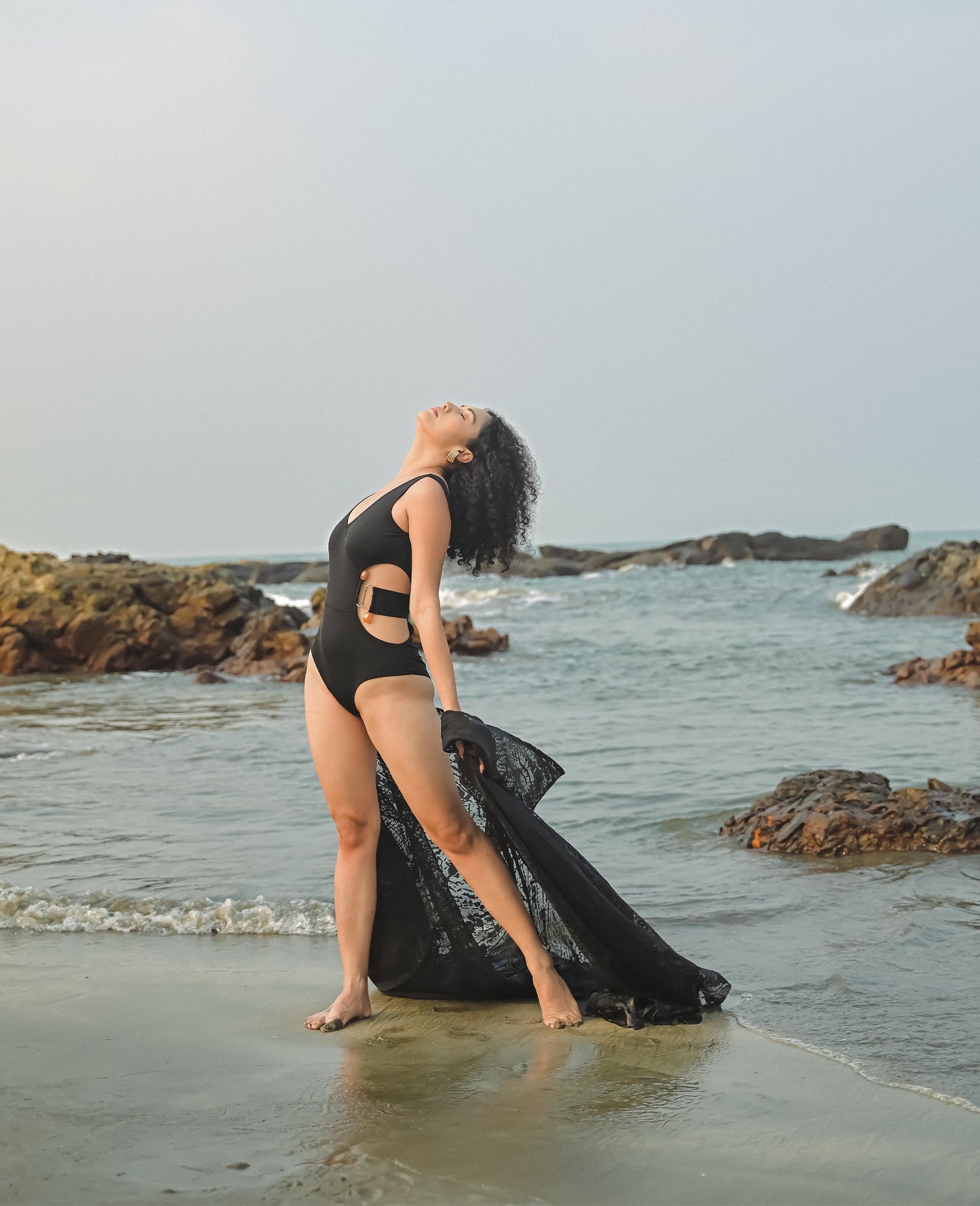 Rebel Wave/ Black Buckle Swimsuit