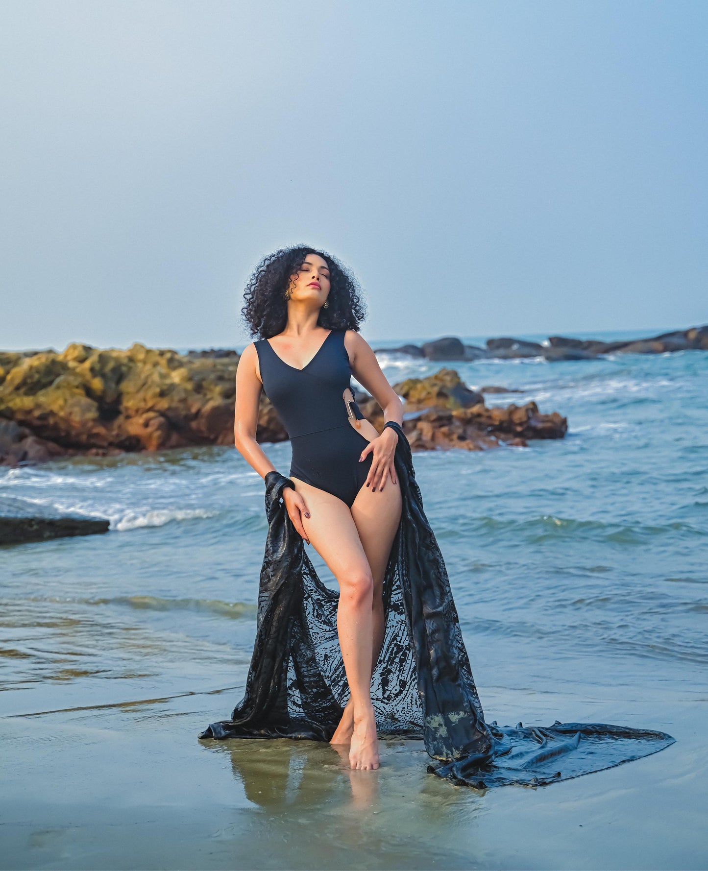 Rebel Wave/ Black Buckle Swimsuit