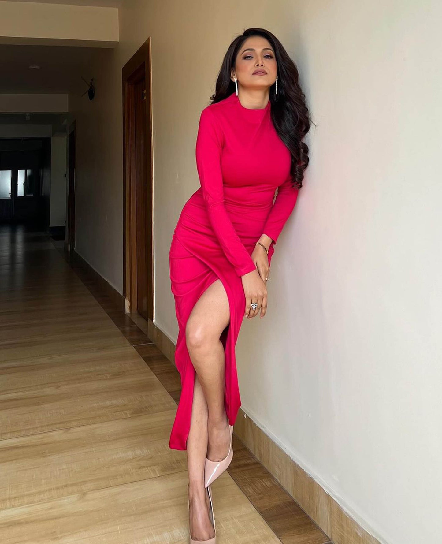 Red High Neck Dress