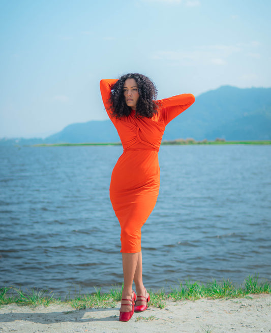 Sunflare Halter-neck Midi Dress