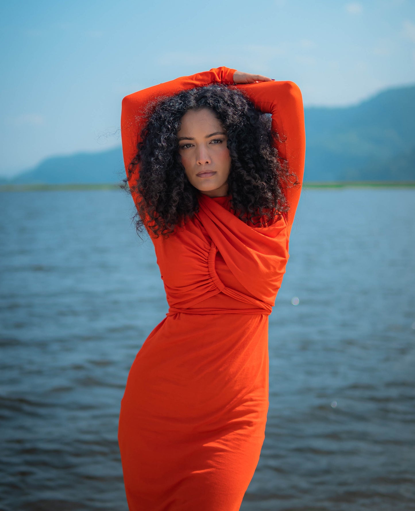 Sunflare Halter-neck Midi Dress