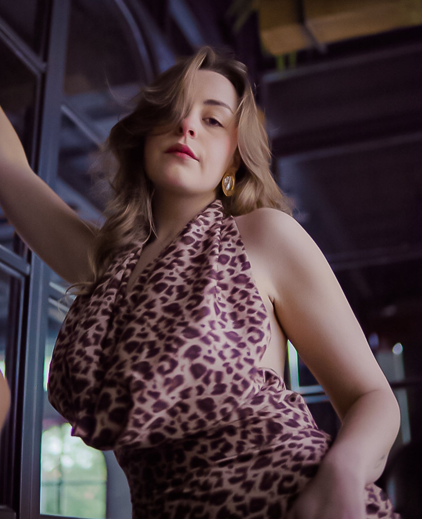 Luxe Leopard/wild glam front cowl maxi dress