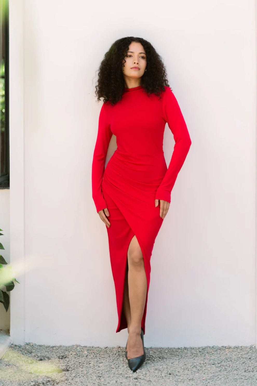 Red High Neck Dress