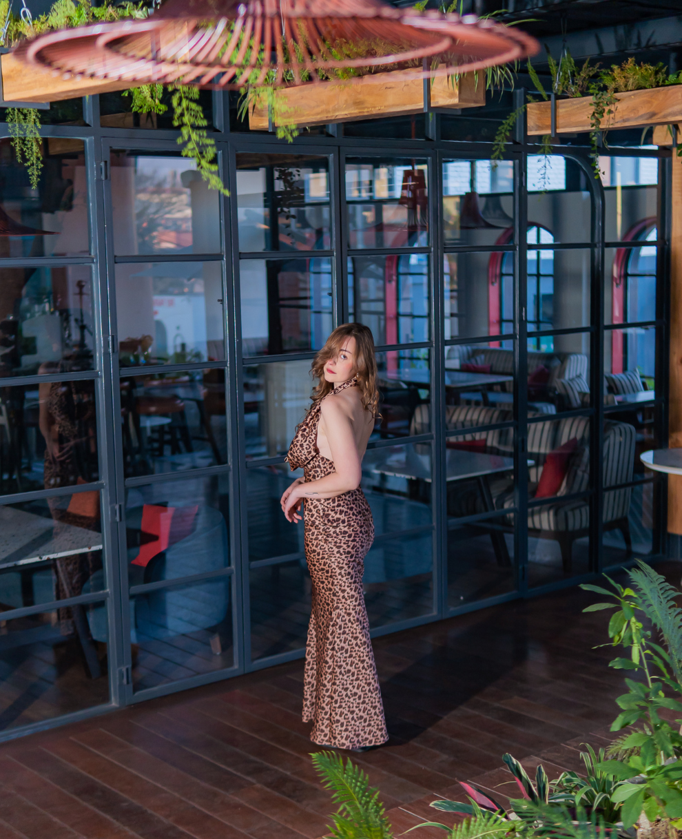 Luxe Leopard/wild glam front cowl maxi dress