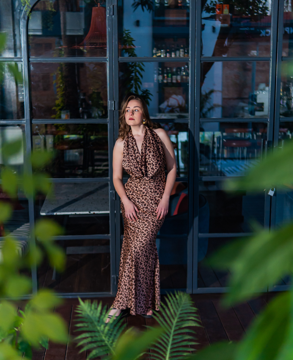 Luxe Leopard/wild glam front cowl maxi dress
