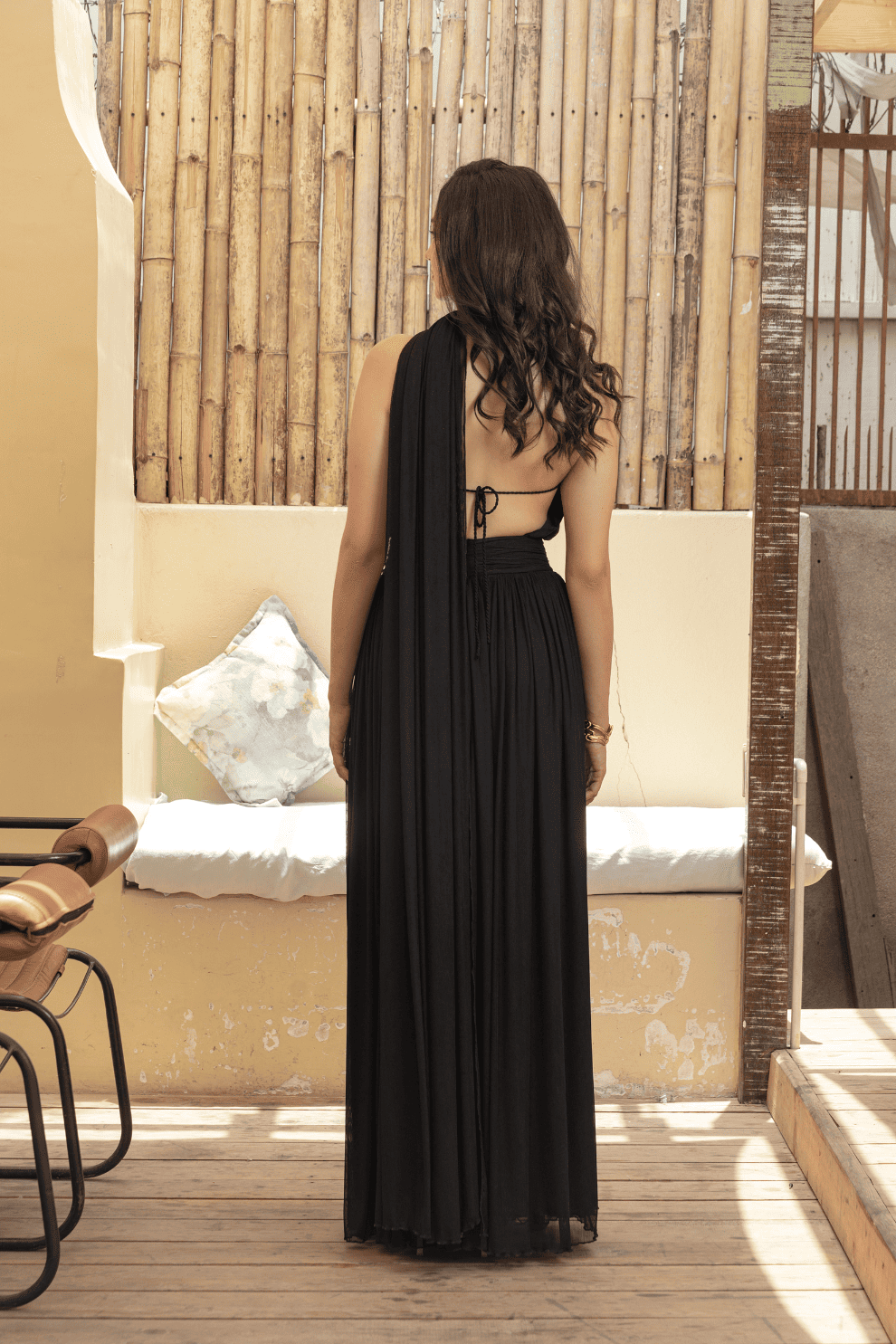 Noir chic/ Multi-Way Black Net Maxi Dress
