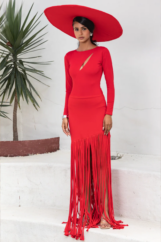 Red Rush/ Red Bodysuit & Skirt Set