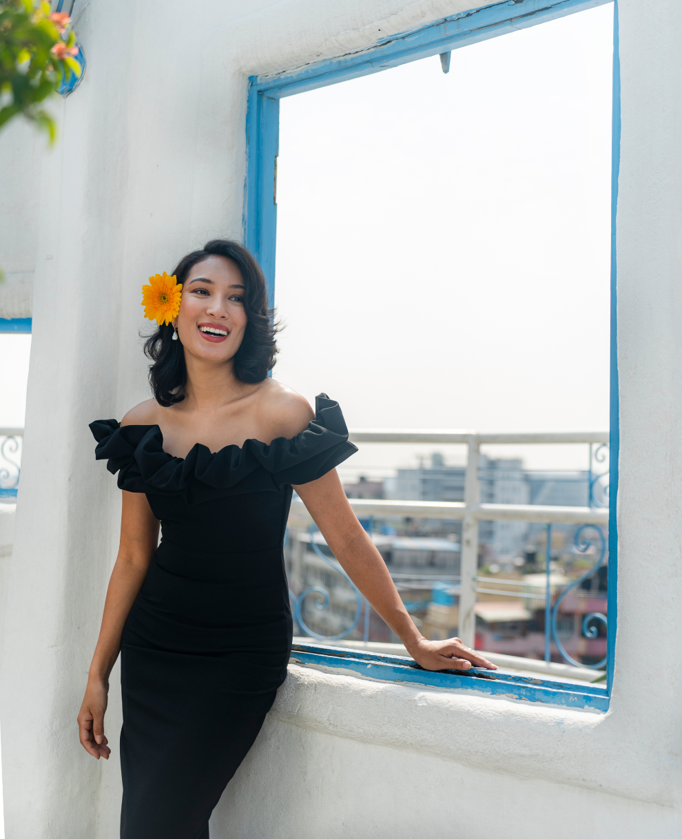 Red Ruffle Midi Dress