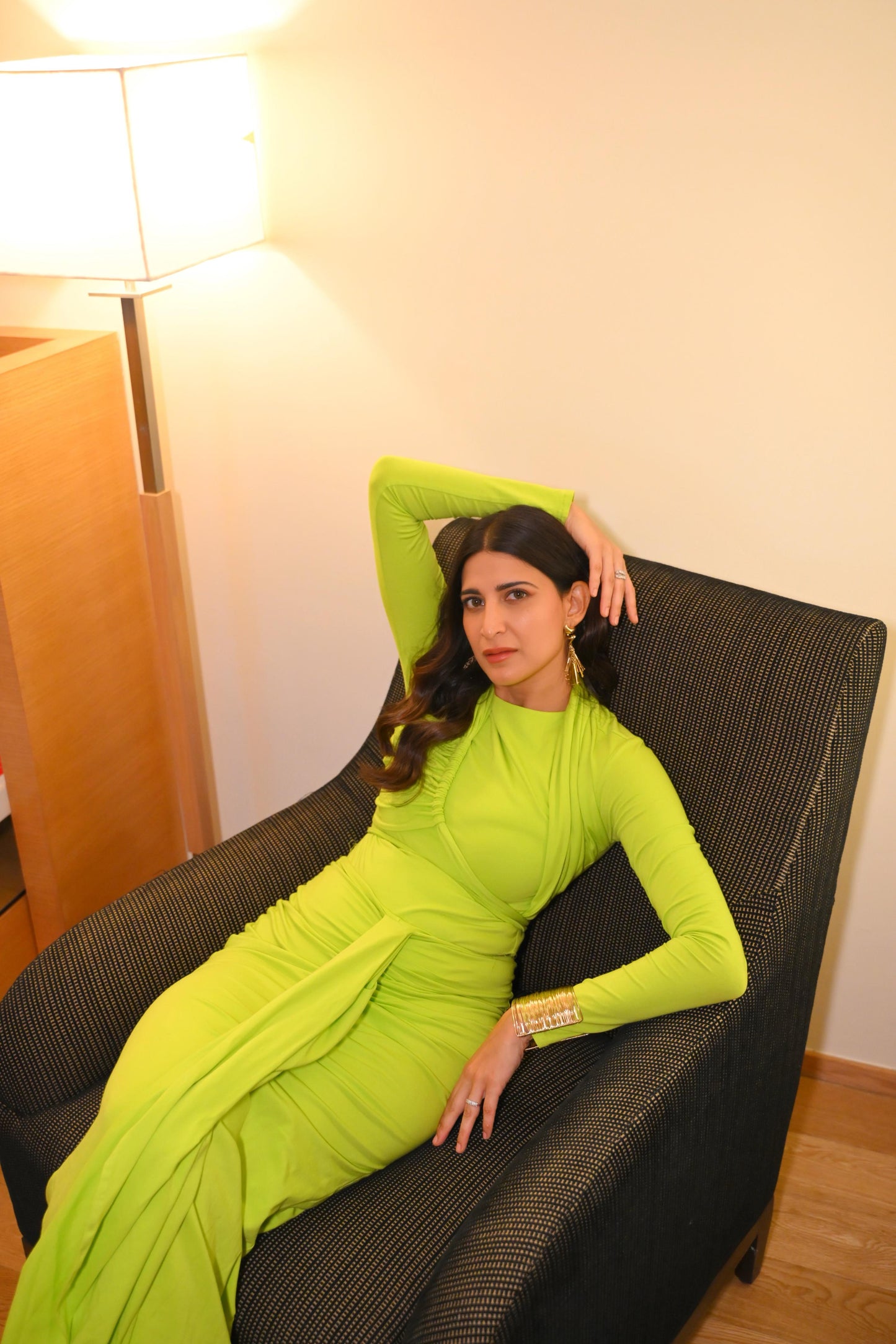 Runway Ruch/ Halter-neck Bodysuit & Skirt Set