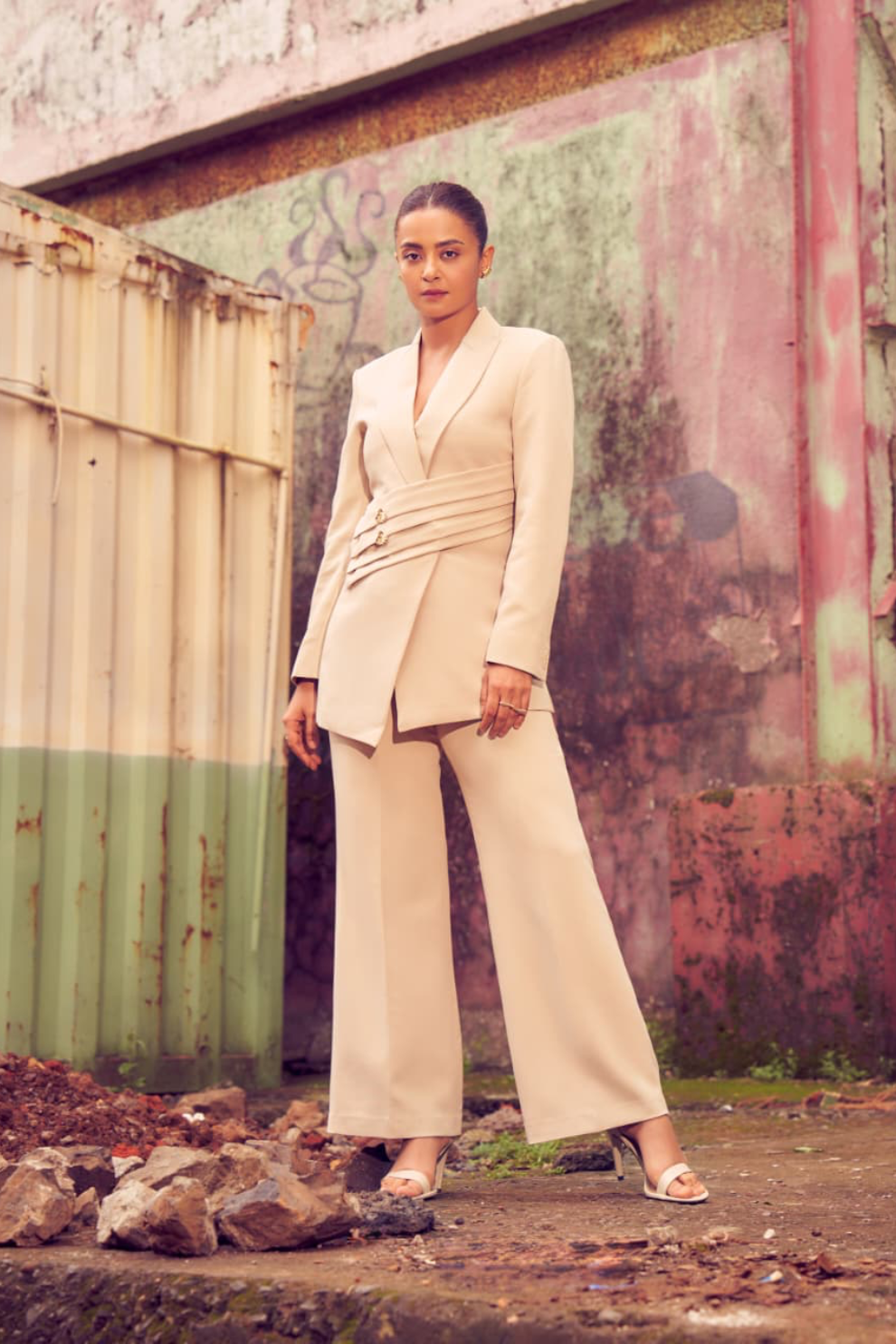 Ivory Sculpted Blazer Set