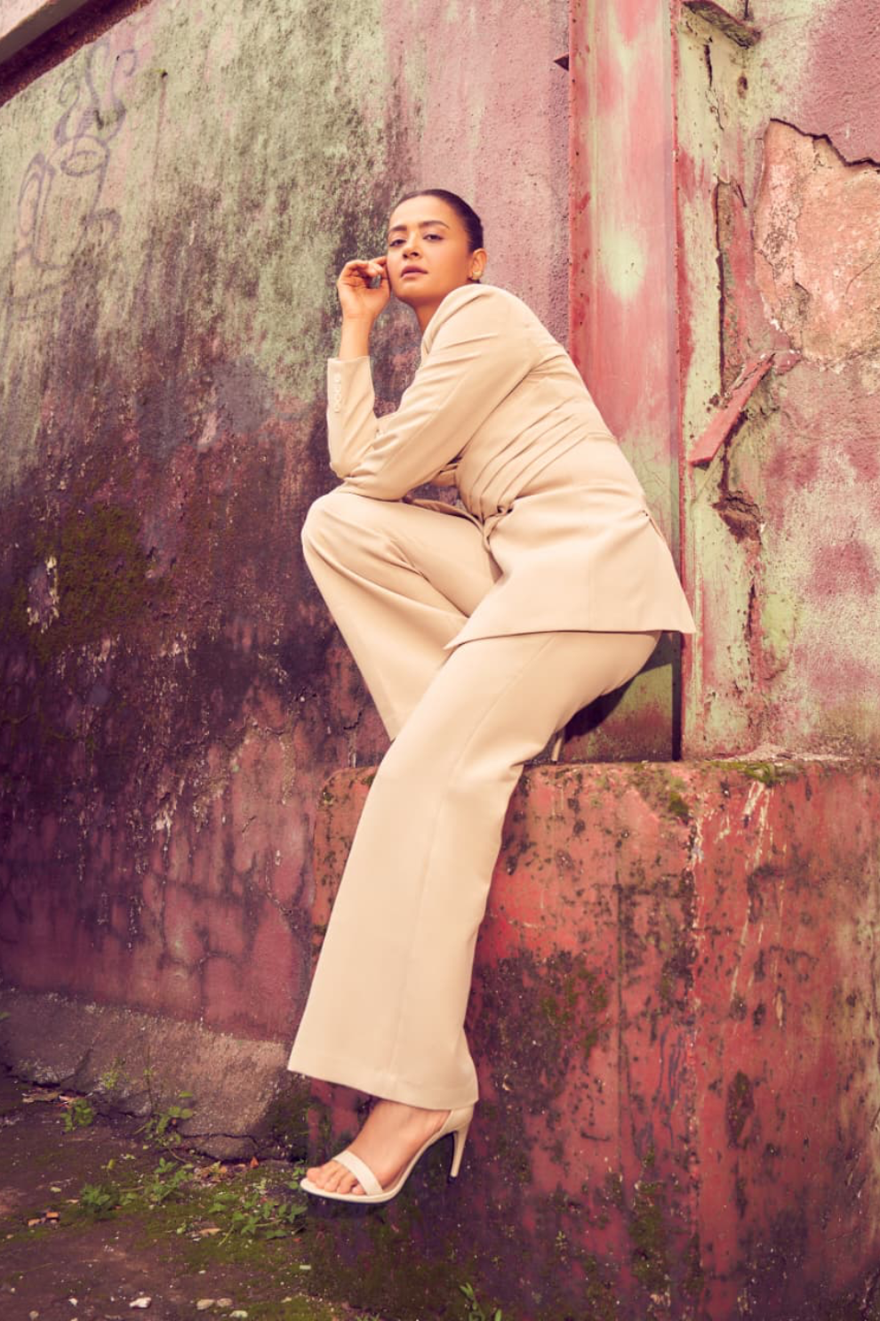 Ivory Sculpted Blazer Set