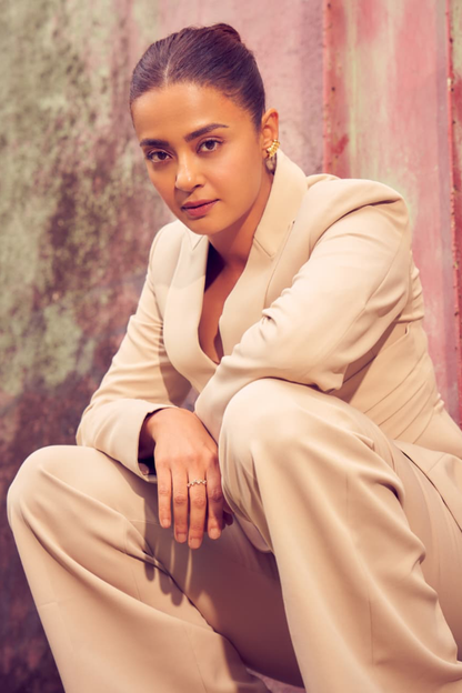 Ivory Sculpted Blazer Set