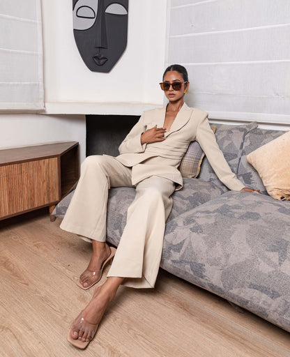 Ivory Sculpted Blazer Set