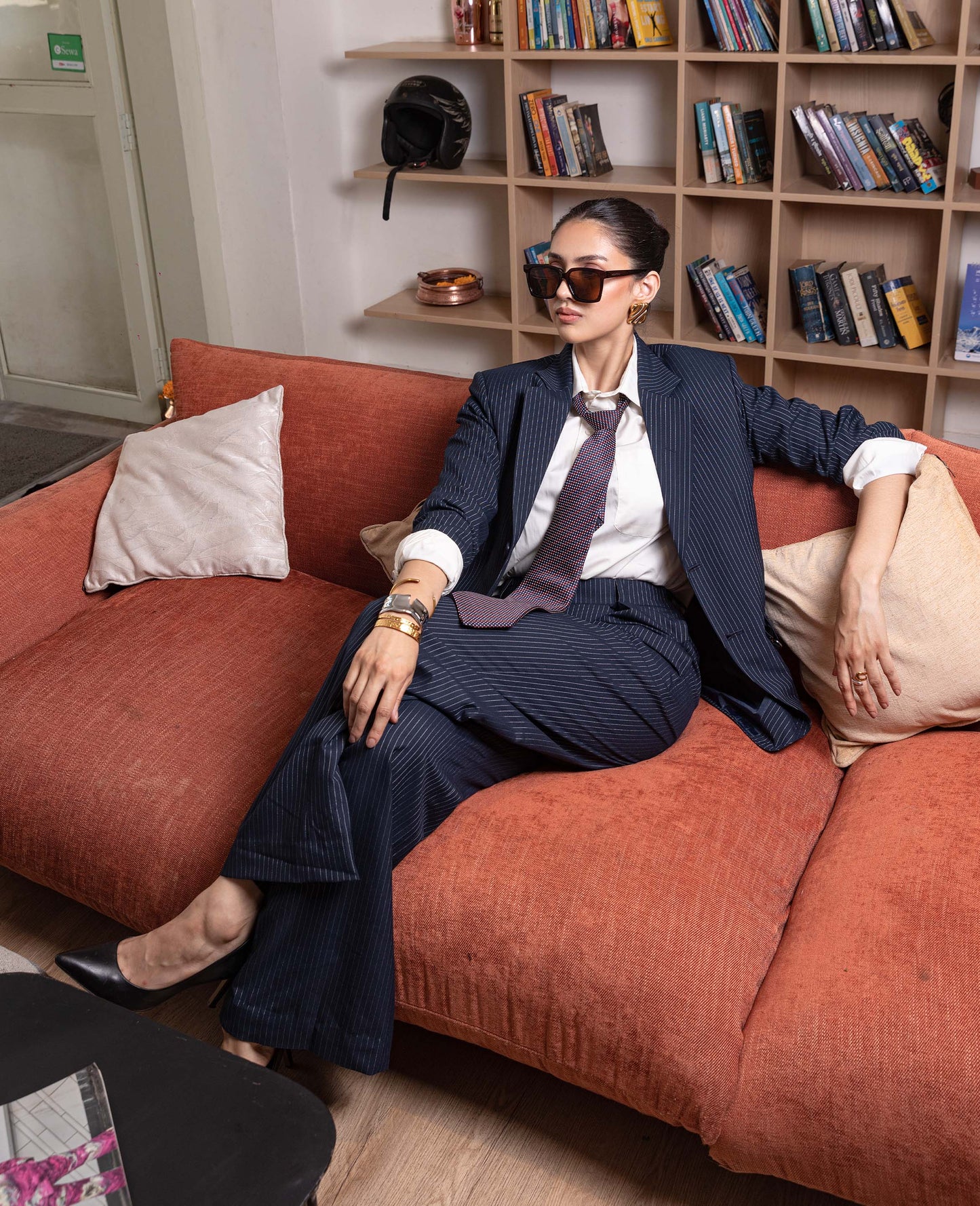 Strimoda/power Pinstripe Suit Set