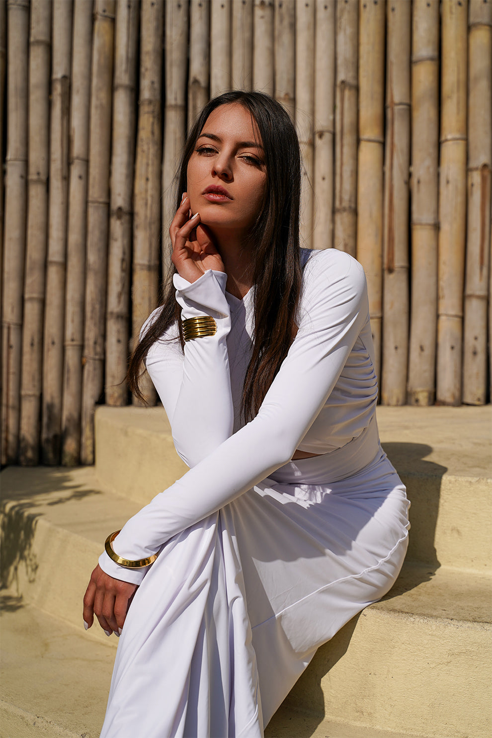 Moonlight Drape Cut-Out Bodysuit & Skirt Set