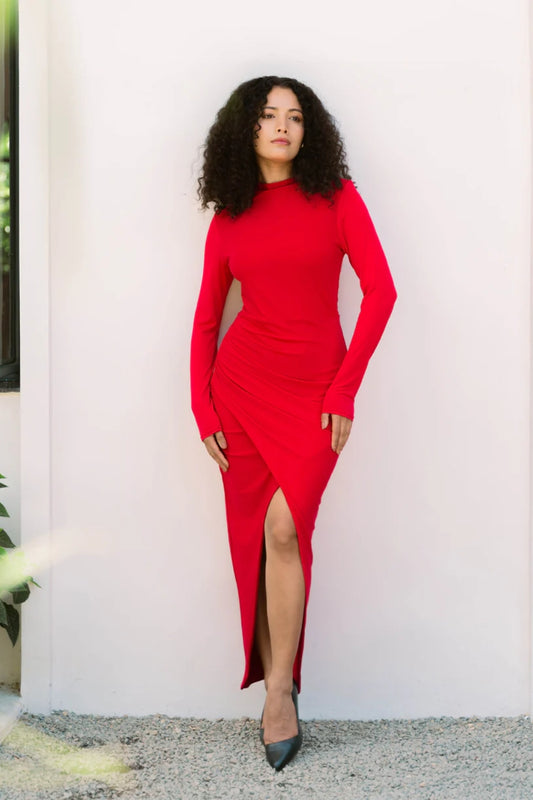 Red High Neck Dress