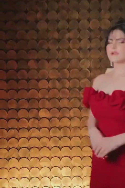 Red Ruffle Midi Dress