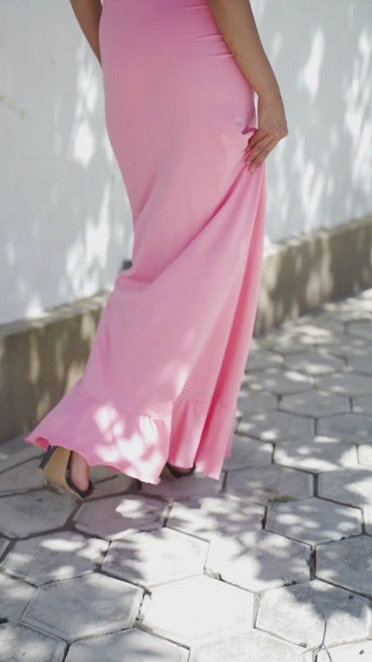 Pink Peony/ pink maxi dress